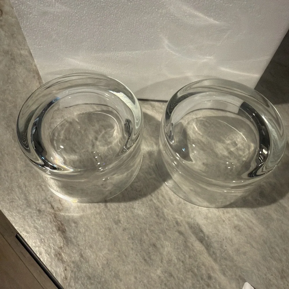 Vtg Set Of 2 Krosno Poland Glass Bowls‎